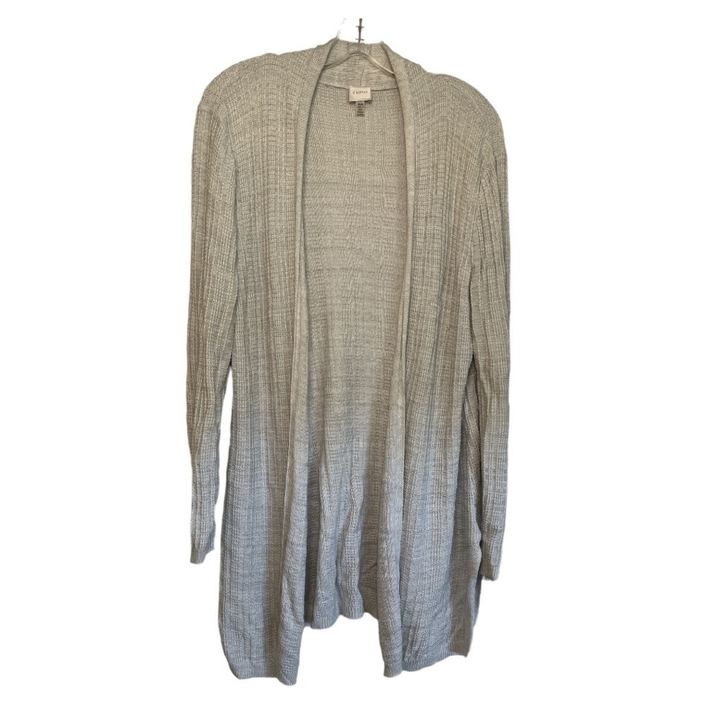 Cupio Gray Open-Front Ribbed Knit Cardigan